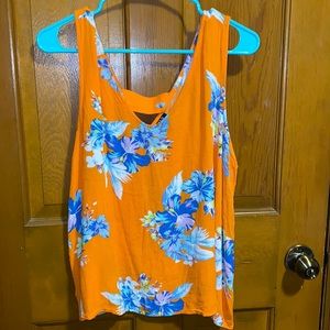 Orange Floral Tank Top
